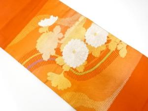 菊模様織り出し　名古屋帯